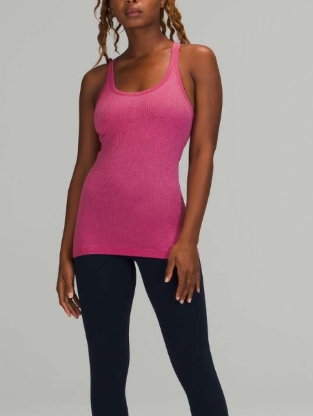 Lululemon Ebb to Street Shelf Bra Tank Top Ribbed Pink Lychee Sz 12